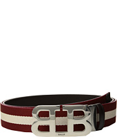 Bally - Mirror B Buckle Bally Stripe Canvas and Leather Belt