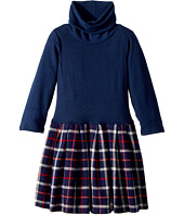 fiveloaves twofish - Little Knit Flannel Dress Navy Plaid (Big Kids)