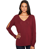 Michael Stars - Jersey Lycra V-Neck Long Sleeve with Slit